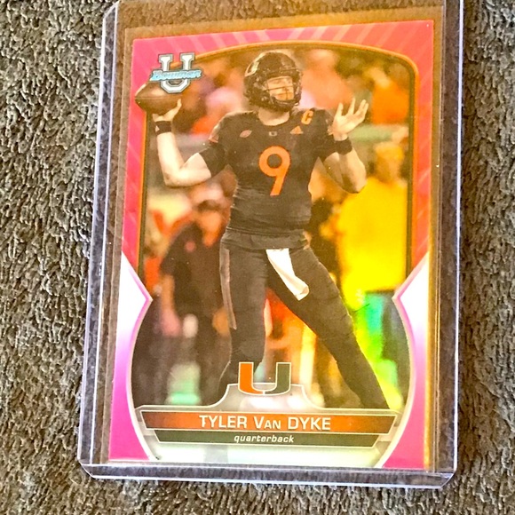 Tyler Van Dyke 2022 Topps Bowman Pink Chrome University-Miami The U - Picture 1 of 2